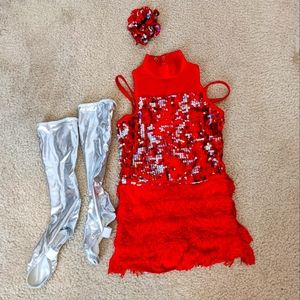 Girls "Sixteen" Red Sequin Costume